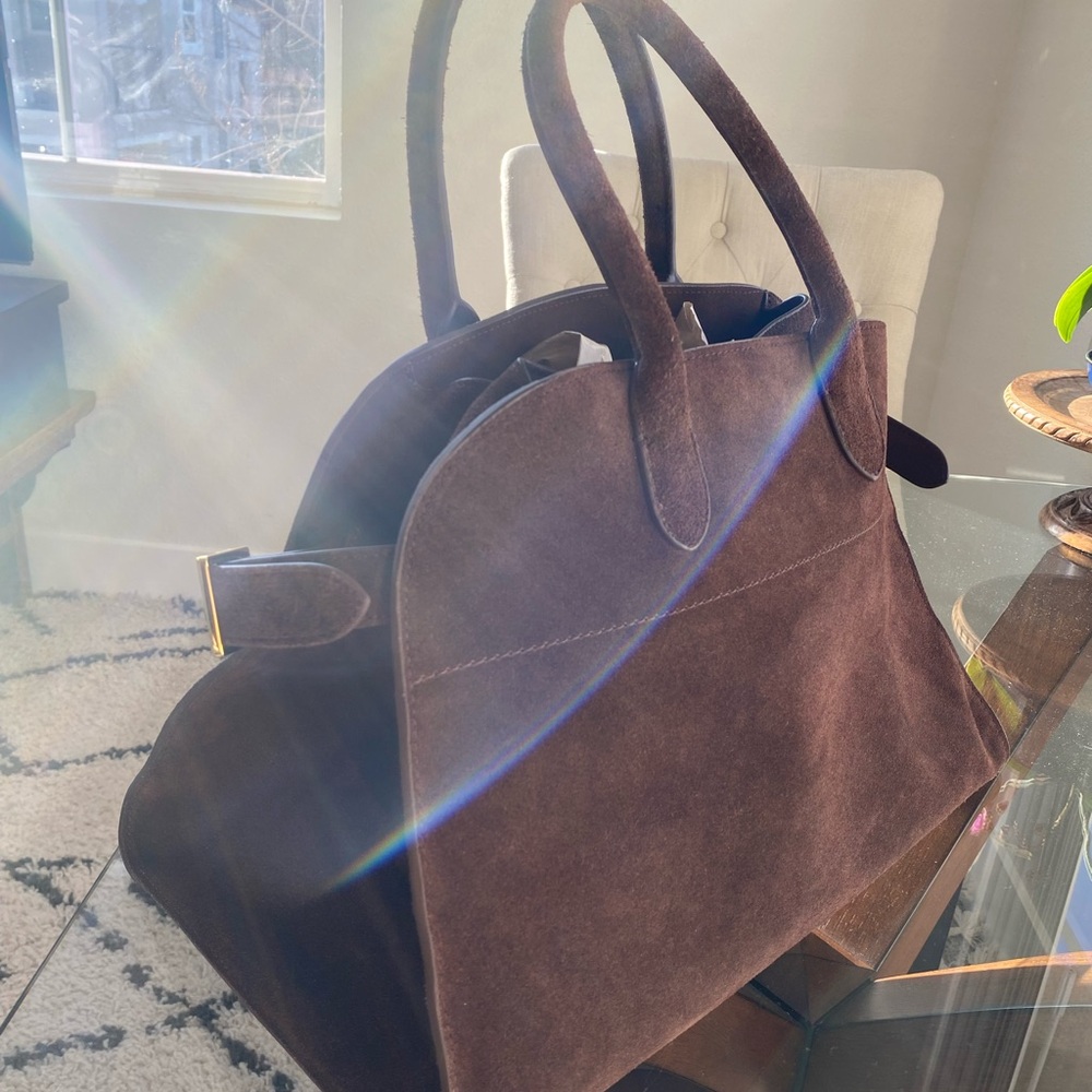 The Row Inspired Margaux Genuine Suede Bag Large - Picture 2 of 16
